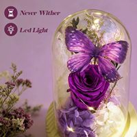 Eeuwige Bloemen Ge conserveerde Rozen Prime Delivery 6.4 oz Glazen Koepel Moeder Oma Vrouw Vriendin Paarse Bloem Moederdag