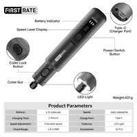 Kit de graveur rotatif sans fil à 6 vitesses, 51 pièces, avec longue durée de vie de la batterie, multifonctionnel, noir, 3,7 V CC