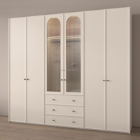 Armoire modulaire moderne en bois massif écologique de qualité supérieure, garantie 5 ans, finition crème nordique, utilisation pour salle à manger et chambre, livraison rapide