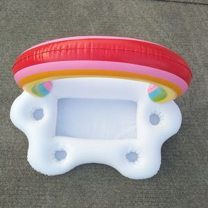 <b>Inflatable</b> Rainbow Drink Float Pool Cooler With Can Holders For Adults Vinyl Floatation Device - Product Image 3