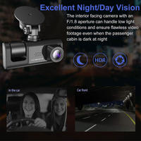Caméra de tableau de bord double canal pour voiture 1080P HDR avec vision nocturne, caméra intérieure, ouverture F1.8, WiFi, enregistrement en boucle, DVR automobile