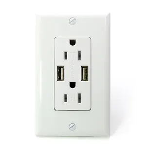 USA Standard Double Usb Tamper Resistant 15ampwall Electric Socket Outlet