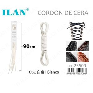 Laccio per scarpe cerato Ilan 90 cm bianco per scarpe - Product Image 1