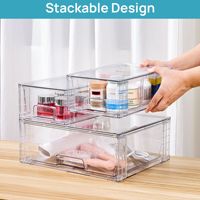 Organizador de Cosméticos Transparente de PET de 12 Pulgadas, Caja de Almacenamiento de Escritorio Desmontable de Gran Capacidad, Caja de Maquillaje de Ensamblaje DIY