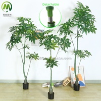 Arbres artificiels en plastique à toucher réel, feuilles détachées, décoratifs pour l'intérieur, bonsaï et arbre de loquat, Pachira Aquatica