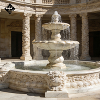 Fontaine décorative en marbre blanc sculpté, motif herbe bouclée multicouche en pierre naturelle, pour villas, hôtels et aménagements paysagers