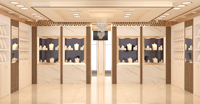 Aménagement intérieur de vitrine pour bijouterie, mobilier de magasin de détail de bijoux, décoration de magasin commercial, rénovation.