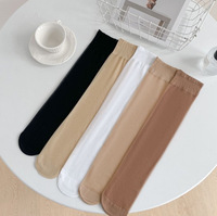 Chaussettes hautes d'été transparentes et respirantes pour femme, en soie douce de qualité supérieure, avec bande de maintien et bout renforcé