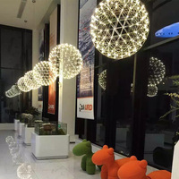 Lustre LED romantique en forme de boule ronde en acier inoxydable, style nordique, pour restaurant, hôtel, gypsophile