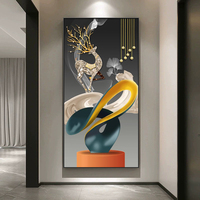 Peintures sur toile en porcelaine de cristal de luxe moderne, art mural abstrait géométrique et art encadré
