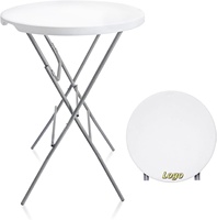 Vente directe d'usine 81cm Table de cocktail pliante ronde en plastique HDPE durable pour bar de fête intérieur et extérieur