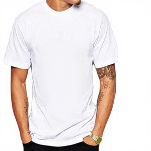 T-shirts décontractés pour hommes en coton 100% à col rond, imprimés, coupe ample, tricotés, blancs, taille européenne, 210 grammes - Product Image 4