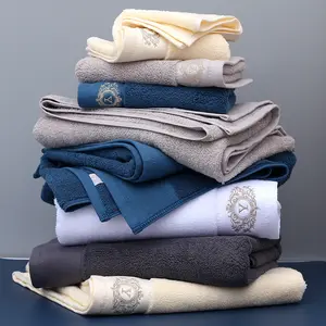 Commercio all'ingrosso di lusso soffice spugna spessa 3 confezioni 100% bagno cotone egiziano Set di asciugamani da bagno