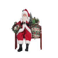 Père Noël assis de luxe de 8,5 à 9,5 pouces, décoration festive rouge avec cadeaux, écologique et durable