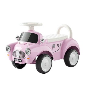 Pink Ride On Car For Kids 2-4 Years Old Plastic Four Wheel Toy Vehicle With Steering Wheel And Push Handle - Product Image 1