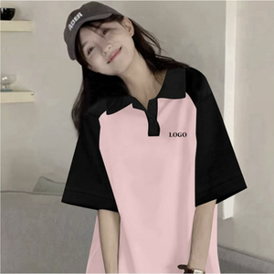 Polo de Manga Corta para Mujer, Diseño Color Block, Tejido, Corte Regular, Diseño Sólido con Dobladillo Plegado - Product Image 3