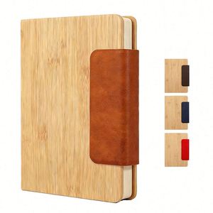 Custom Planner A5 <b>Notebook</b> Bamboo Wood Grain Design Hardcover Magnetic Buckle Thread Sewn Hand <b>Diary</b> for Personal Business - Product Image 1