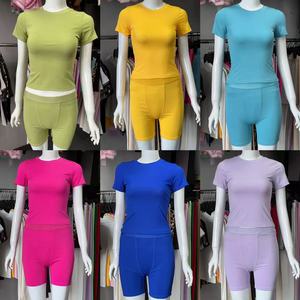 Conjunto de Dos Piezas Casual de Verano con Top Corto y Diseño Liso para <span class=keywords><strong>Mujer</strong></span>, Ropa de <span class=keywords><strong>Mujer</strong></span> - Product Image 3