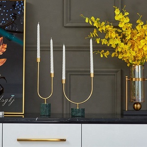 Portacandele di Lusso in Metallo Dorato con Base in Marmo, Accessorio Romantico per Decorazione Casa <span class=keywords><strong>e</strong></span> Tavola - Product Image 2
