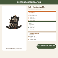 Figurine de chaise à bascule squelette d'Halloween, cadeau pour les amoureux des livres en bois, décoration de table gothique, vente en gros OEM, figurine squelette