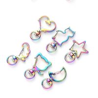 Porte-clés en forme de cœur, d'étoile, de dauphin, de nuage, de fleur de cerisier, de lapin, de coquille, de tête de chat, de lune, de pentagramme, plaqué arc-en-ciel