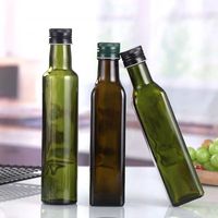 Vente en gros de bouteilles d'huile d'olive vierge extra en verre ambré vert foncé carrées Marasca de 250 ml, 500 ml, 750 ml et 1 L avec bouchon à vis en métal