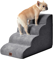 Rampa curva para perros para camas altas, escalones de 4 peldaños para perros y gatos, escalera para mascotas para subir a camas altas, escalón antideslizante y equilibrado para mascotas