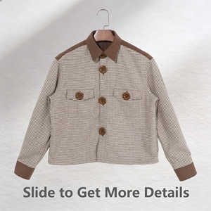 Nouvelle arrivée, veste en tissu <span class=keywords><strong>pied</strong></span>-<span class=keywords><strong>de</strong></span>-<span class=keywords><strong>poule</strong></span> contrasté personnalisée pour femmes, printemps - Product Image 1