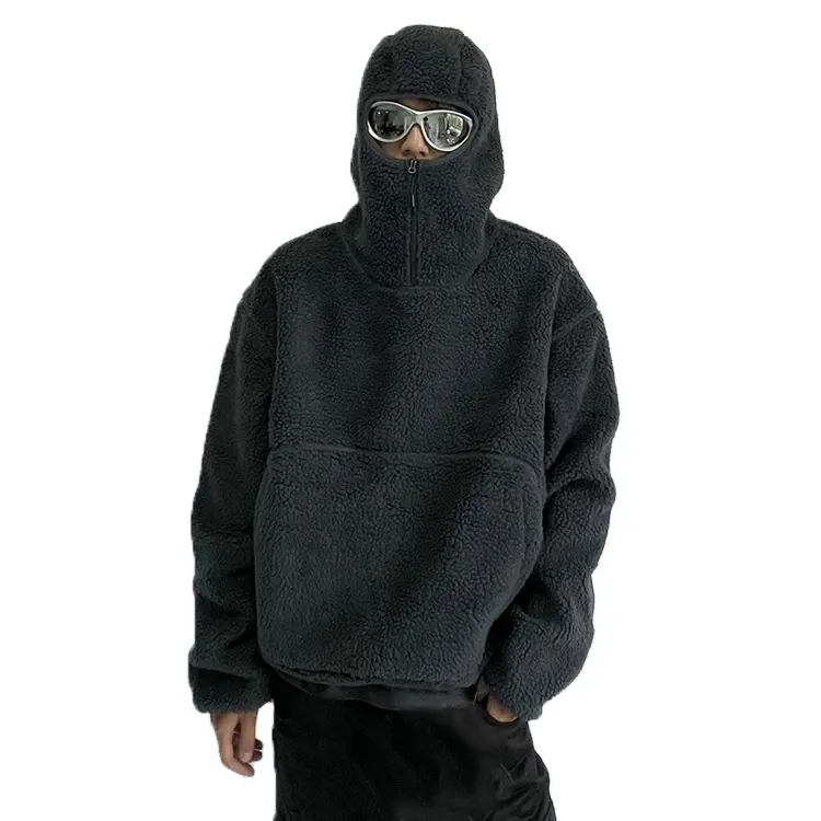 Hoodie Ninja kustom gaya mode baru desainer Hoodie Sherpa musim dingin hangat Ultra lembut Hoodie bulu katun pria