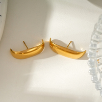 Pendientes de Acero Inoxidable Chapados en Oro de 18K ONYSS - Joyería Antioxidante - Pendientes en Forma de C - Estilo Femenino