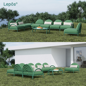 Conjunto de Sofás Modulares para Exterior em Alumínio Durável com Design Moderno e Almofadas Grossas para Jardim, Pátio e Casa de Campo - Product Image 6