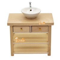 ILAND 1/12 meubles de maison de poupée, Console Miniature en bois, Table, armoire de cuisine, buffet, étagère de salle de bain pour maison de poupée