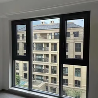 Ventana y puerta abatible de aleación de aluminio triturado por calor de alta calidad, ventana abatible de aluminio de doble vidrio con pantalla