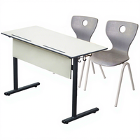 Meubles scolaires, usine certifiée ISO, ensemble de table et chaise double robuste de qualité E1 avec tableau frontal pour salle de classe