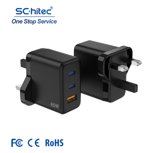 Schitec 65W GaN <b>Fast</b> Charger UK <b>Plug</b> 3-Port USB-C + USB-A Wall Charger Travel Adapter OEM for Laptop Tablet Phone - Product Image 1