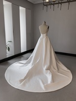 Robe de mariée Mily Bridal MQD06634 en satin, taille basque, bretelles spaghetti, sans manches, grande taille