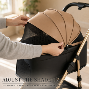 Poussette pliable pour animaux de compagnie avec fenêtres en maille ventilées et lit profond amovible pour chats - Product Image 4