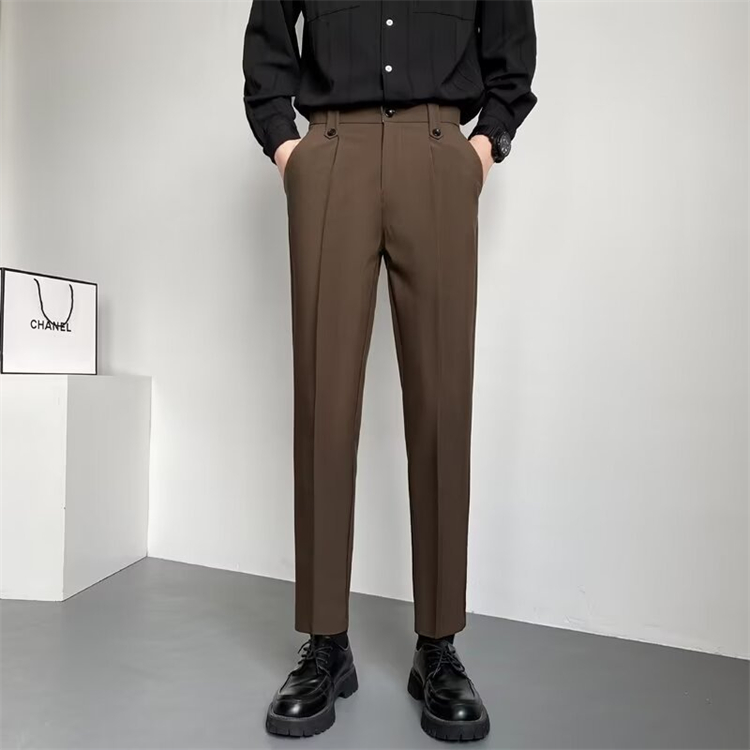 Men's Slim-fit Straight Tube No-iron Nine-point Pants Business Formal Suit  Pants Vertical Korean Casual Pants| Alibaba.com
