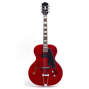 Guitare professionnelle rouge bordeaux à corps creux, 22 frettes, avec cordier trapèze, finition brillante - Product Image 2