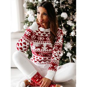 Maglione di natale all'ingrosso maglione a maniche lunghe felpa renna natale natale modelli di fiocchi di neve Pullover di alce a maglia - Product Image 5