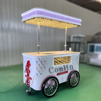 Chariot de vente ambulante pour glaces, avec congélateur à plaque froide, chariot à glaces mexicaines à pousser à la main, à vendre
