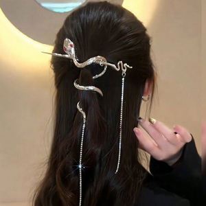 Horquilla para el pelo estilo serpiente con borla larga, estilo punk, con cordón en espiral y pedrería china - Product Image 2