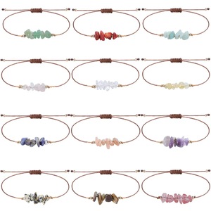 Broken <strong>Stone</strong> <strong>Bracelet</strong> Irregular Raw Garnet <strong>Wax</strong> Thread Weaving Colorful Versatile Friendship <strong>Bracelet</strong> Wholesale - Product Image 1