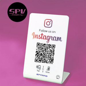 Tùy chỉnh in ấn Google xem xét NFC với thẻ mã QR đứng phương tiện truyền thông xã hội xem xét NFC Menu hiển thị đứng - Product Image 4
