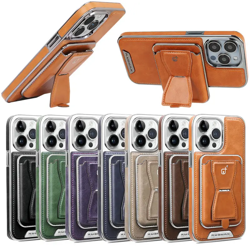 High quality Multi functional card pack magnetic bracket leather phone case for iphone 12 13 14 15Pro Max Cell Cover funda