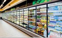 Refrigerador Multideck para Supermercado con Puerta de Vidrio, Enfriamiento por Aire, Temperatura Única, Estantes Ajustables, Pantalla Digital, Automático