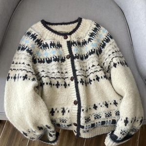 Cardigan Vintage da Donna in Maglia Fair Isle - Maglione Lungo con Bottoni e Stampa Nordica <span class=keywords><strong>per</strong></span> Autunno Inverno - Product Image 3