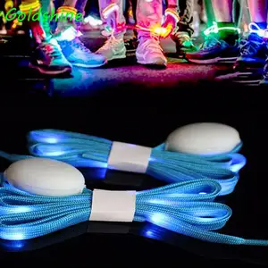 定制彩色发光二极管发光尼龙鞋带平面发光活动和派对用品，复活节和斋月闪光跑步