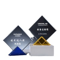 Placa de Premio de Cristal Pulido Ecológica Personalizada con Base de Madera, Trofeo Personalizado para Ceremonia de Logro Corporativo Empresarial