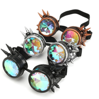 Arc-en-ciel Rave Steampunk lunettes à pointes kaléidoscope cristal lentilles lunettes pour Festival Cosplay accessoires
